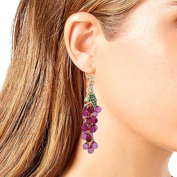 Betsey Johnson Grapes Bunches Earrings, Purple - Picture 3 of 4